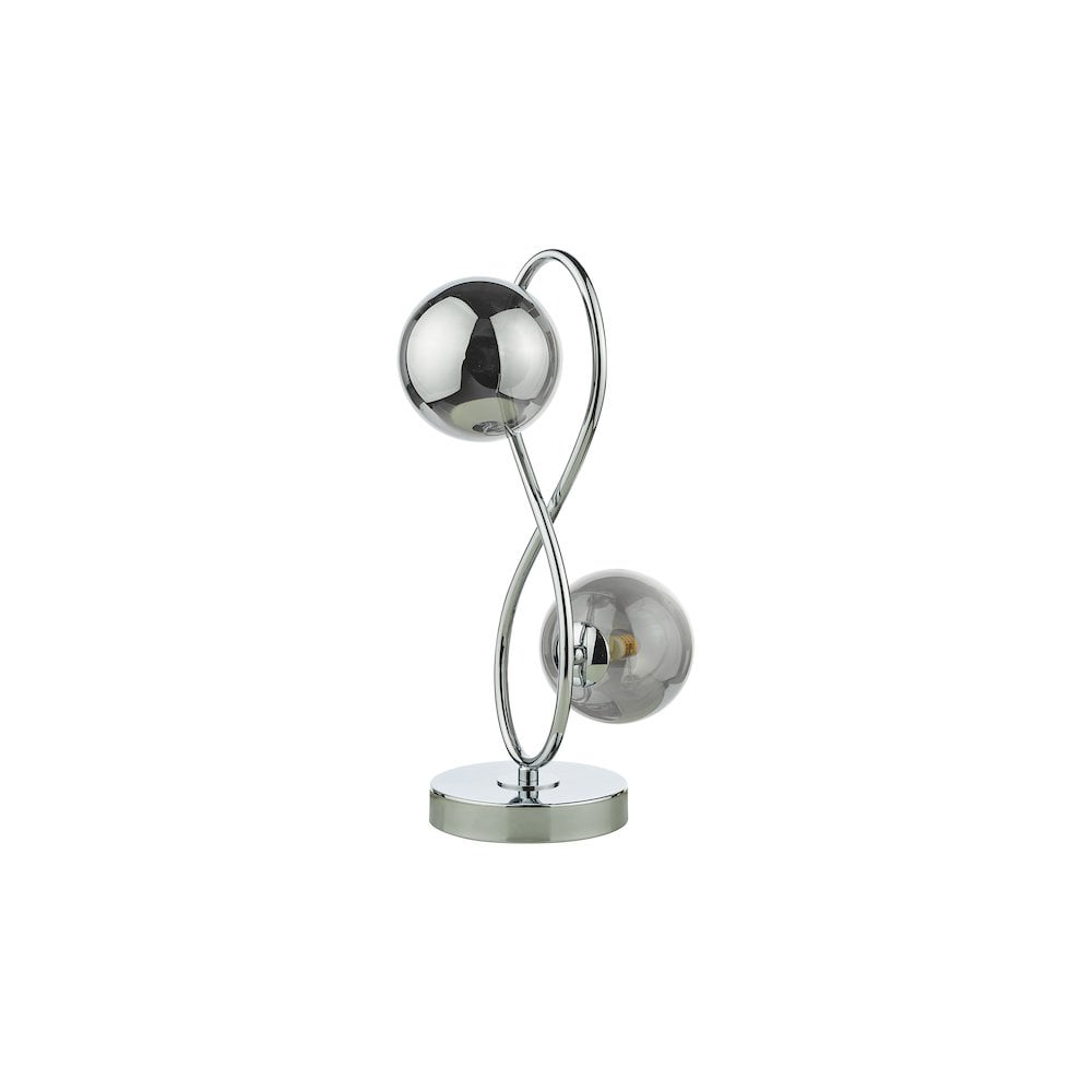 LYS4250 Lysandra 2 Light Table Lamp Polished Chrome and Smoked Glass