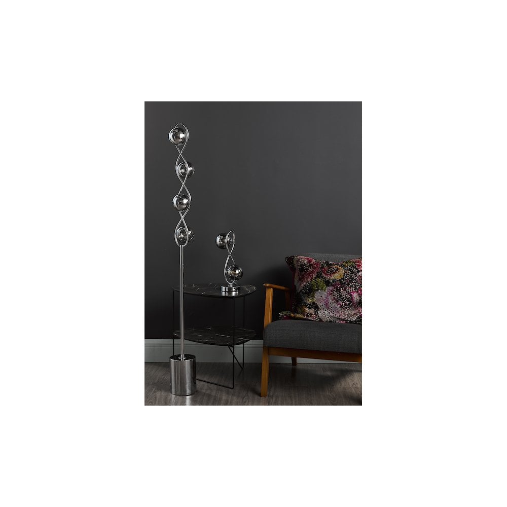 LYS4250 Lysandra 2 Light Table Lamp Polished Chrome and Smoked Glass