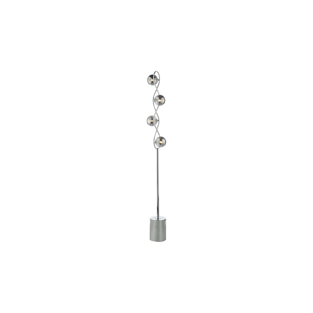 LYS4950 Lysandra 4 Light Floor Lamp Polished Chrome and Smoked Glass
