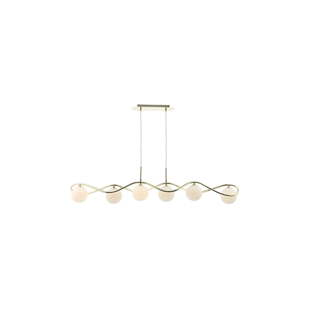 LYS6235 Lysandra 6 Light Bar Pendant Polished Gold and Opal Glass