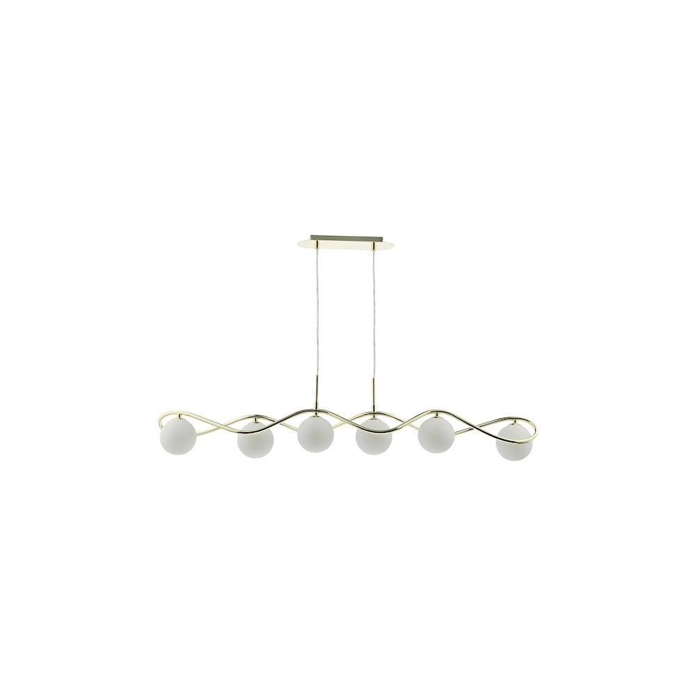 LYS6235 Lysandra 6 Light Bar Pendant Polished Gold and Opal Glass