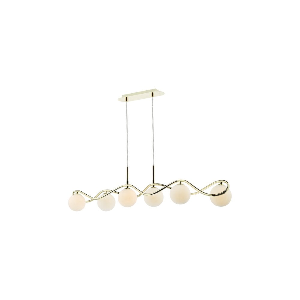 LYS6235 Lysandra 6 Light Bar Pendant Polished Gold and Opal Glass
