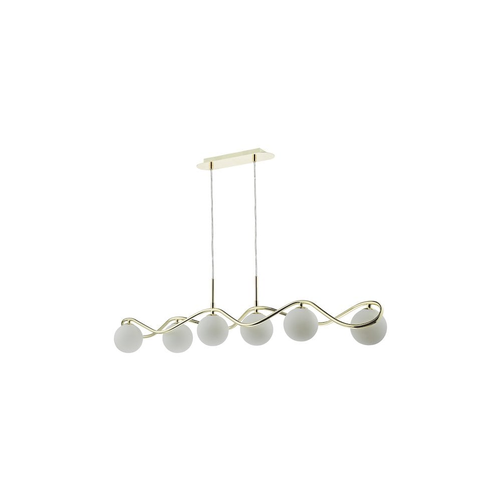 LYS6235 Lysandra 6 Light Bar Pendant Polished Gold and Opal Glass
