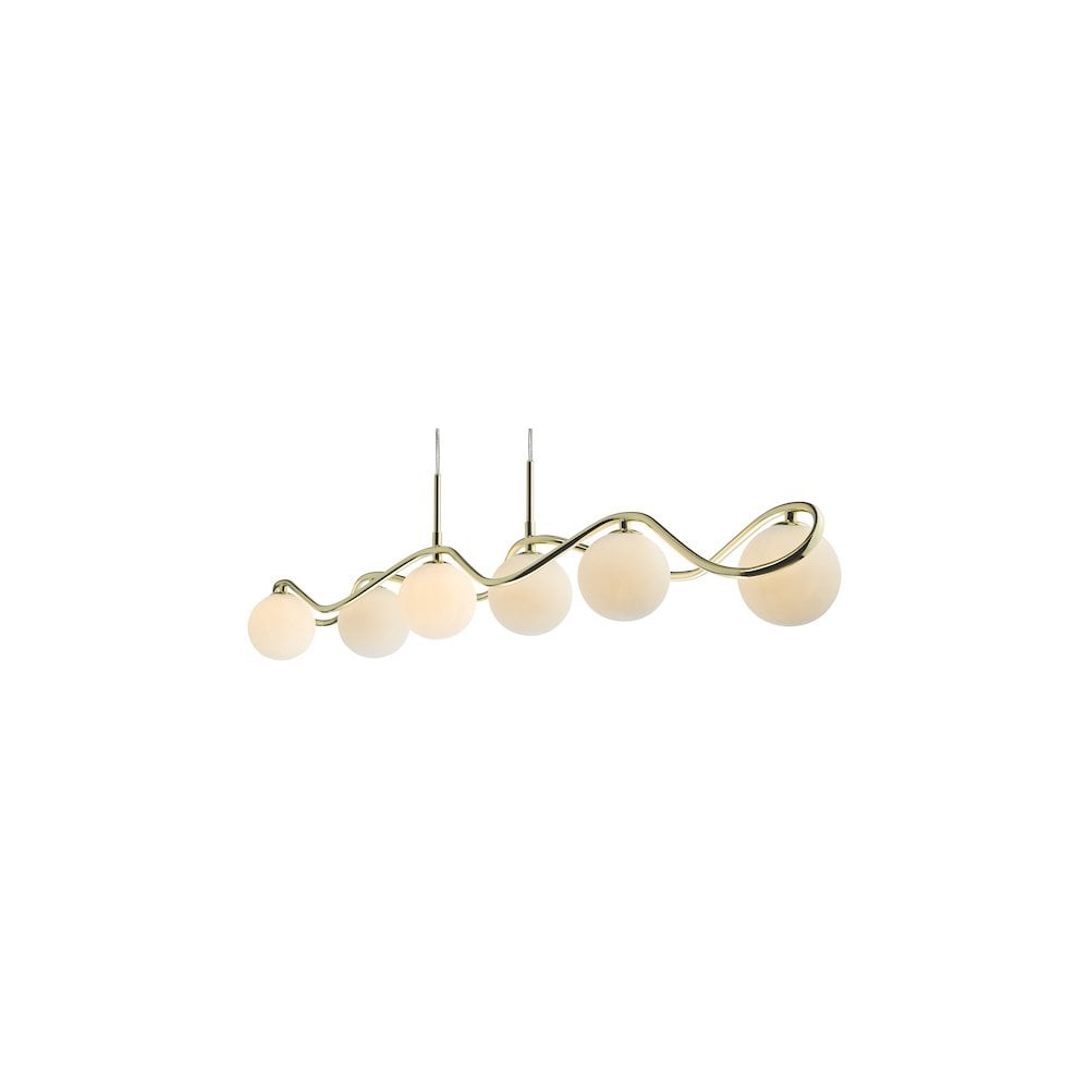 LYS6235 Lysandra 6 Light Bar Pendant Polished Gold and Opal Glass
