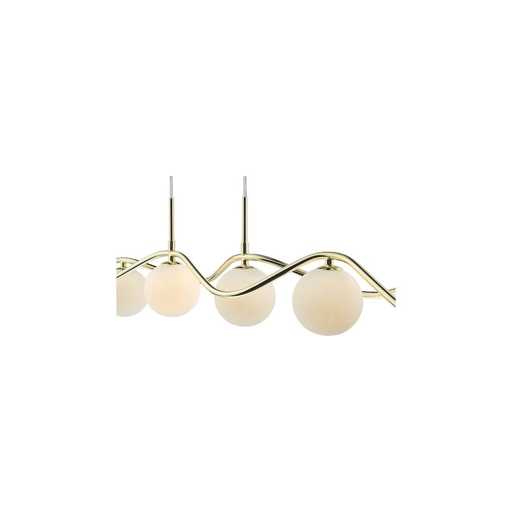 LYS6235 Lysandra 6 Light Bar Pendant Polished Gold and Opal Glass