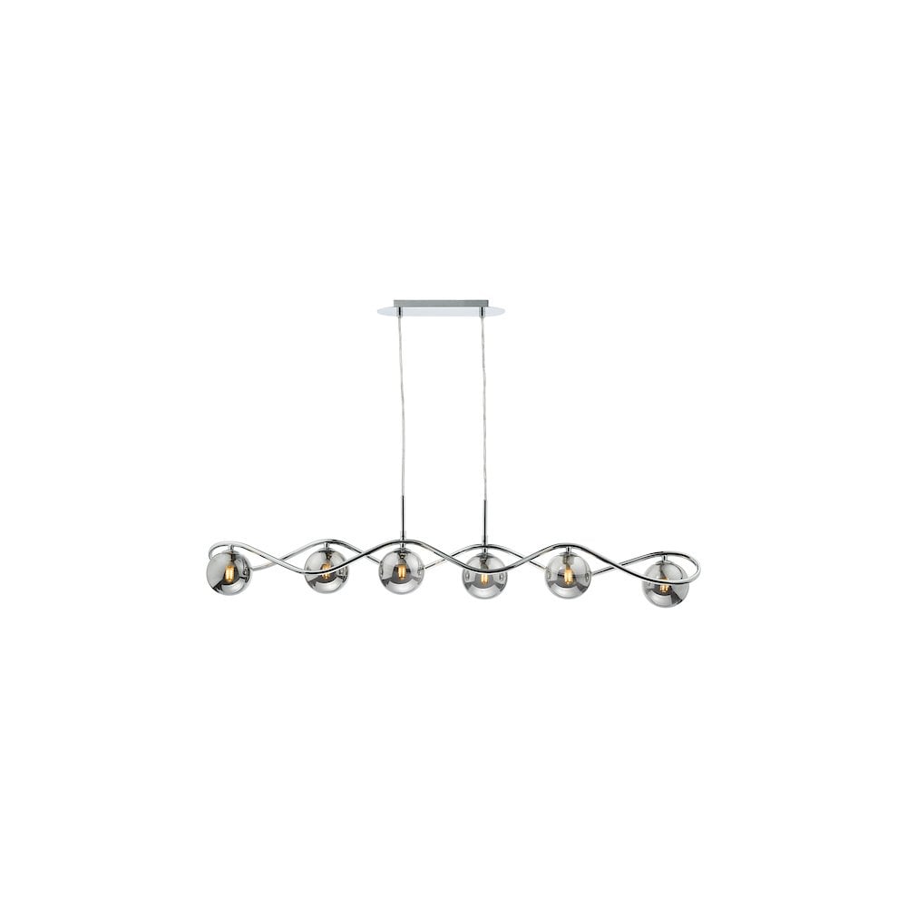 LYS6250 Lysandra 6 Light Bar Pendant Polished Chrome and Smoked Glass
