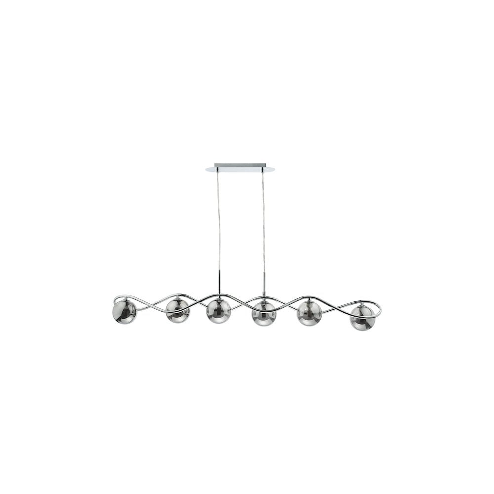 LYS6250 Lysandra 6 Light Bar Pendant Polished Chrome and Smoked Glass