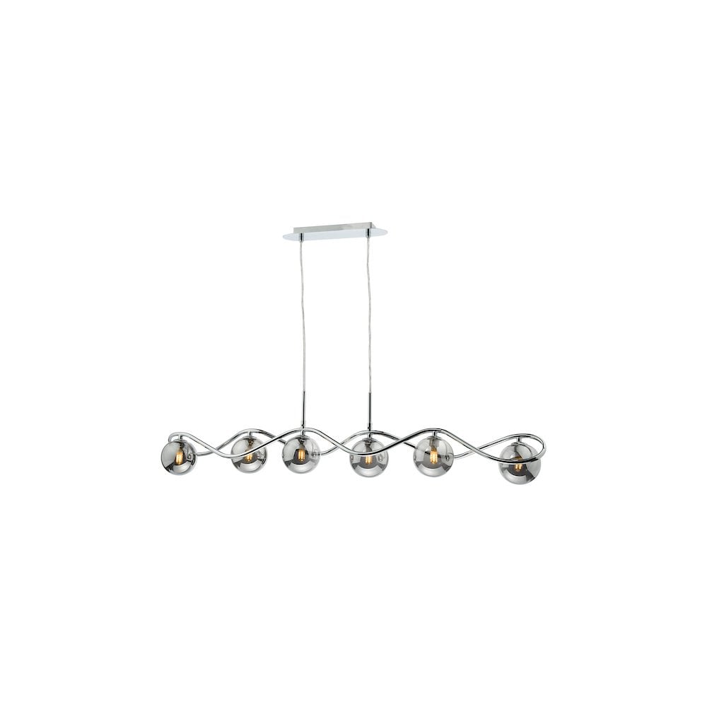 LYS6250 Lysandra 6 Light Bar Pendant Polished Chrome and Smoked Glass