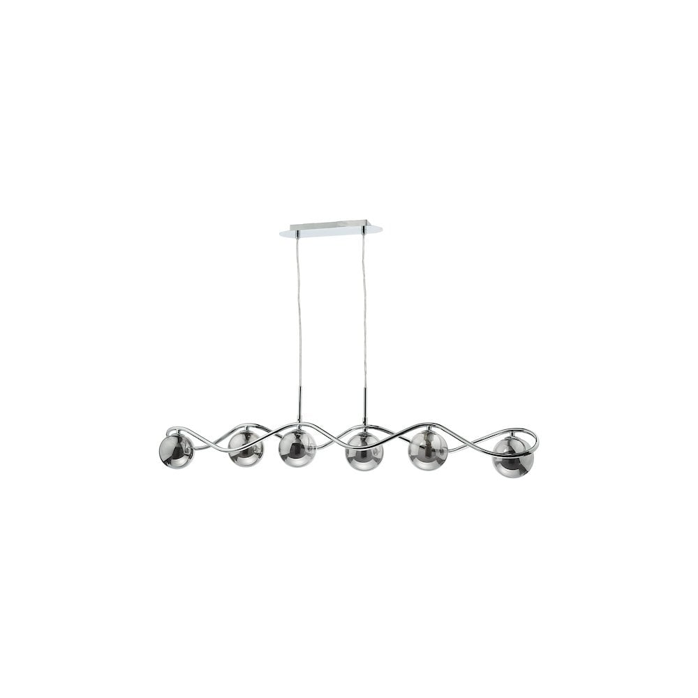 LYS6250 Lysandra 6 Light Bar Pendant Polished Chrome and Smoked Glass