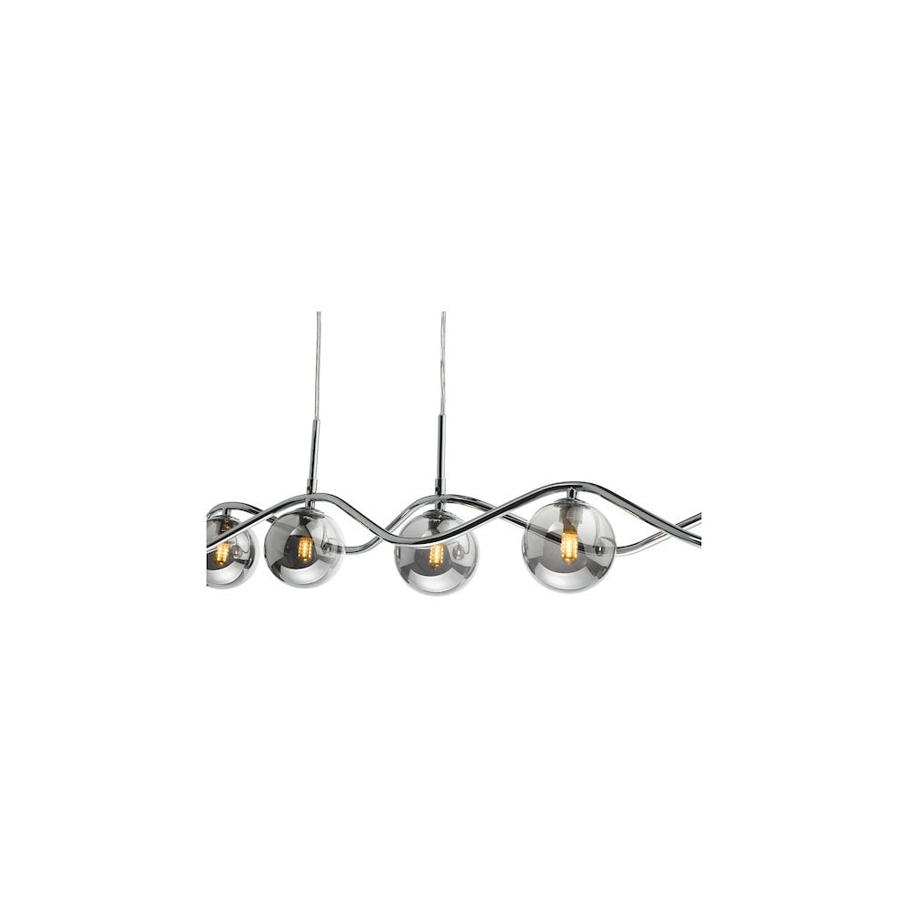LYS6250 Lysandra 6 Light Bar Pendant Polished Chrome and Smoked Glass