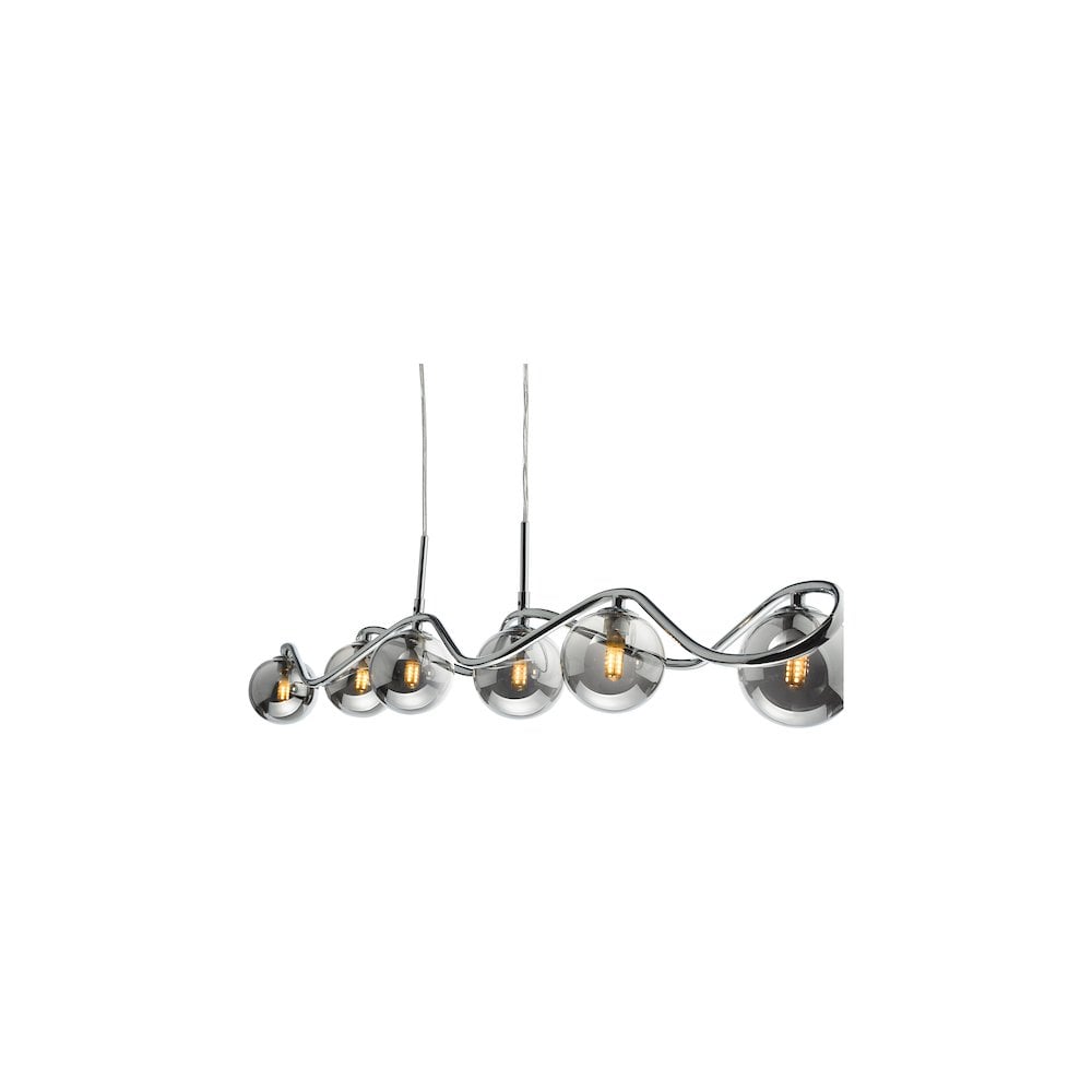 LYS6250 Lysandra 6 Light Bar Pendant Polished Chrome and Smoked Glass