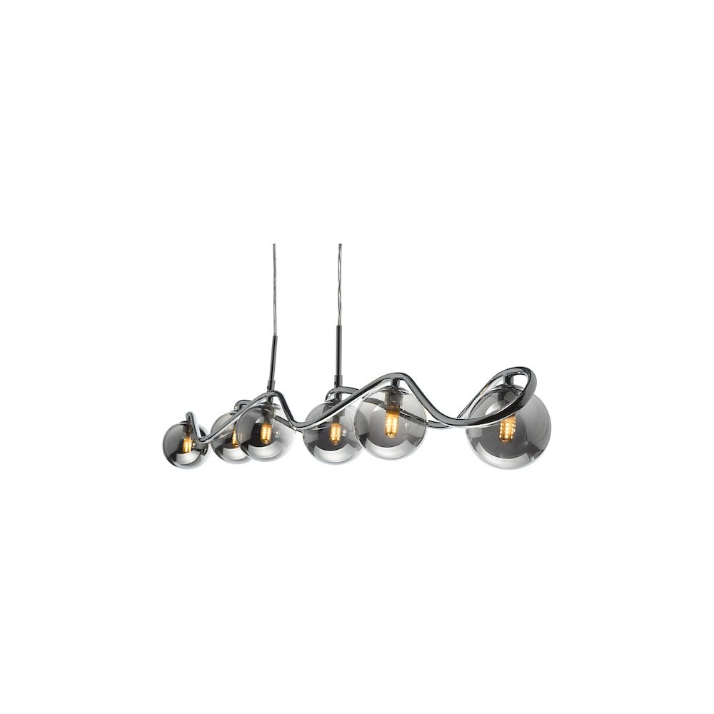 LYS6250 Lysandra 6 Light Bar Pendant Polished Chrome and Smoked Glass