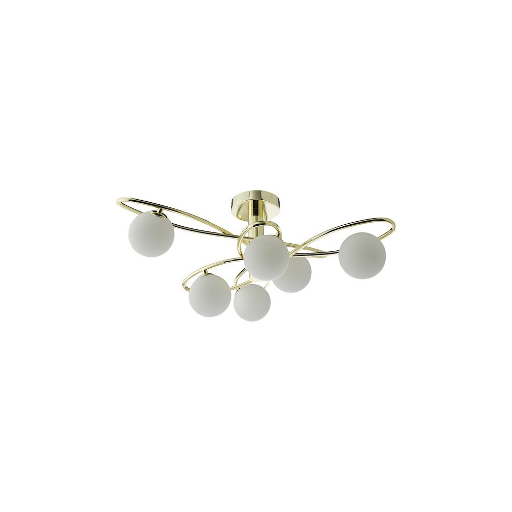 LYS6435 Lysandra 6 Light Semi-Flush Polished Gold and Opal Glass