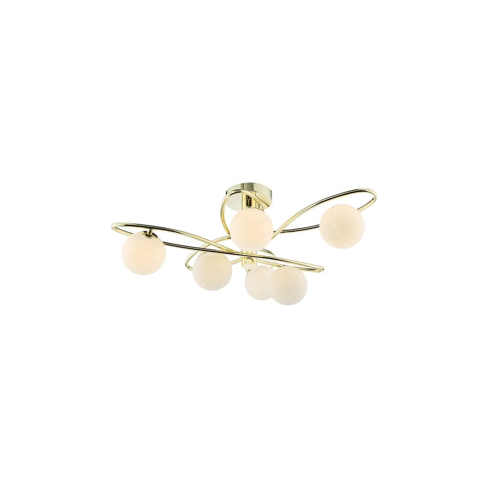 LYS6435 Lysandra 6 Light Semi-Flush Polished Gold and Opal Glass