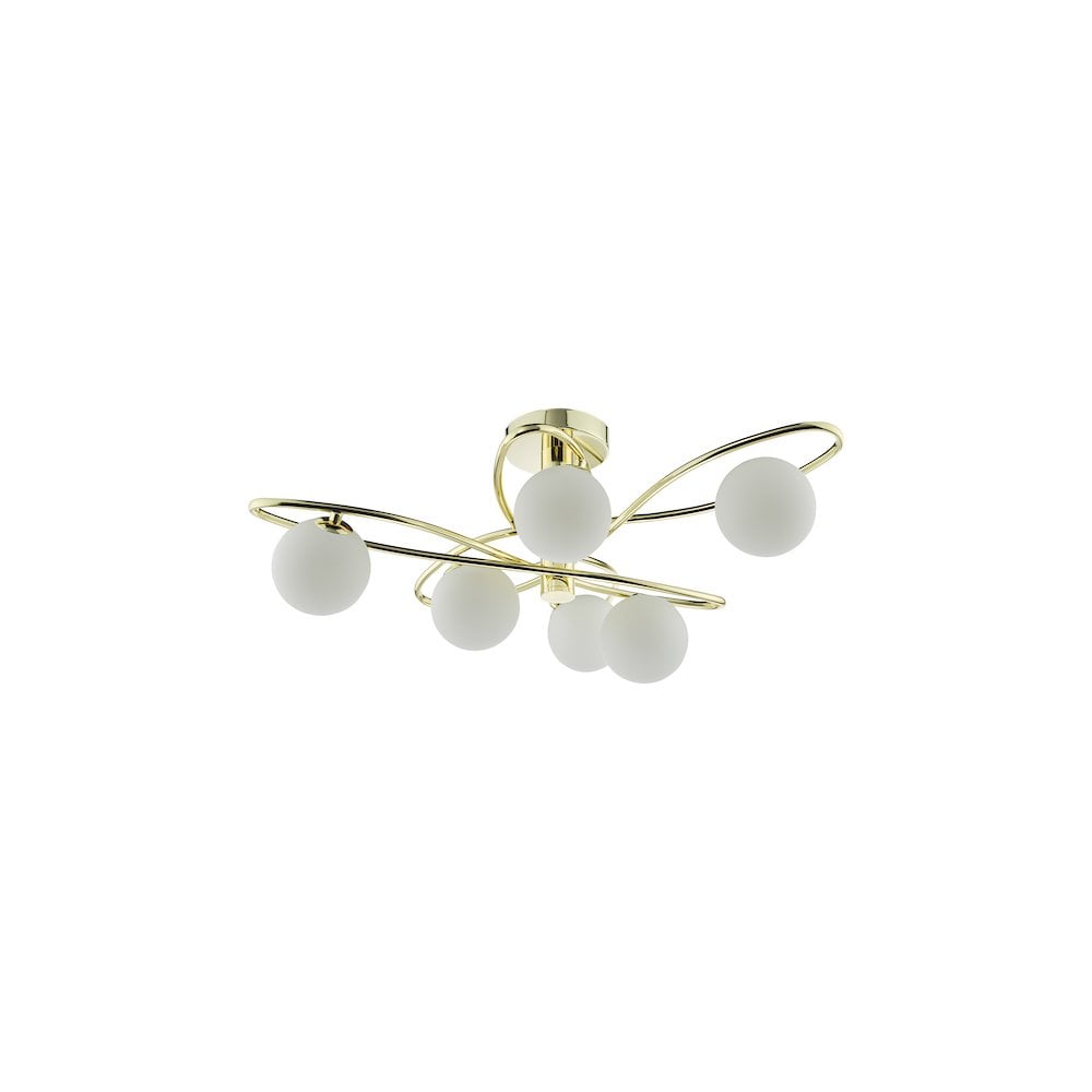 LYS6435 Lysandra 6 Light Semi-Flush Polished Gold and Opal Glass