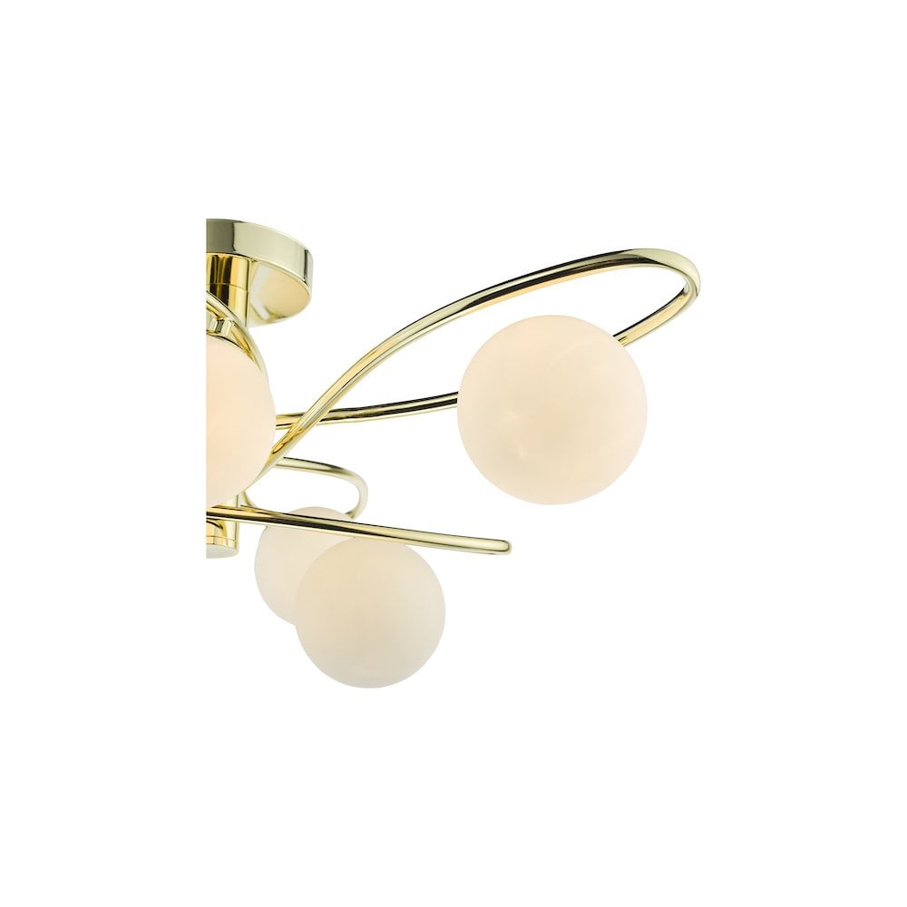 LYS6435 Lysandra 6 Light Semi-Flush Polished Gold and Opal Glass