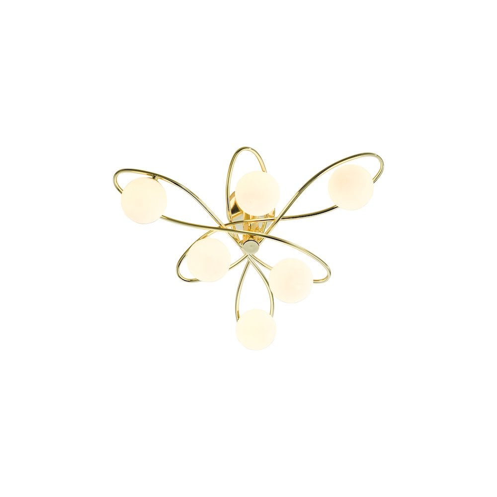 LYS6435 Lysandra 6 Light Semi-Flush Polished Gold and Opal Glass