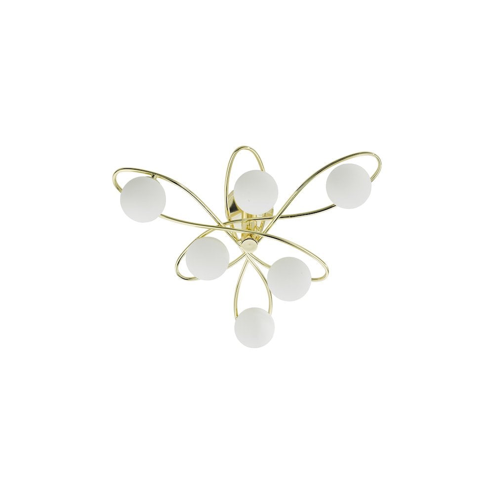 LYS6435 Lysandra 6 Light Semi-Flush Polished Gold and Opal Glass