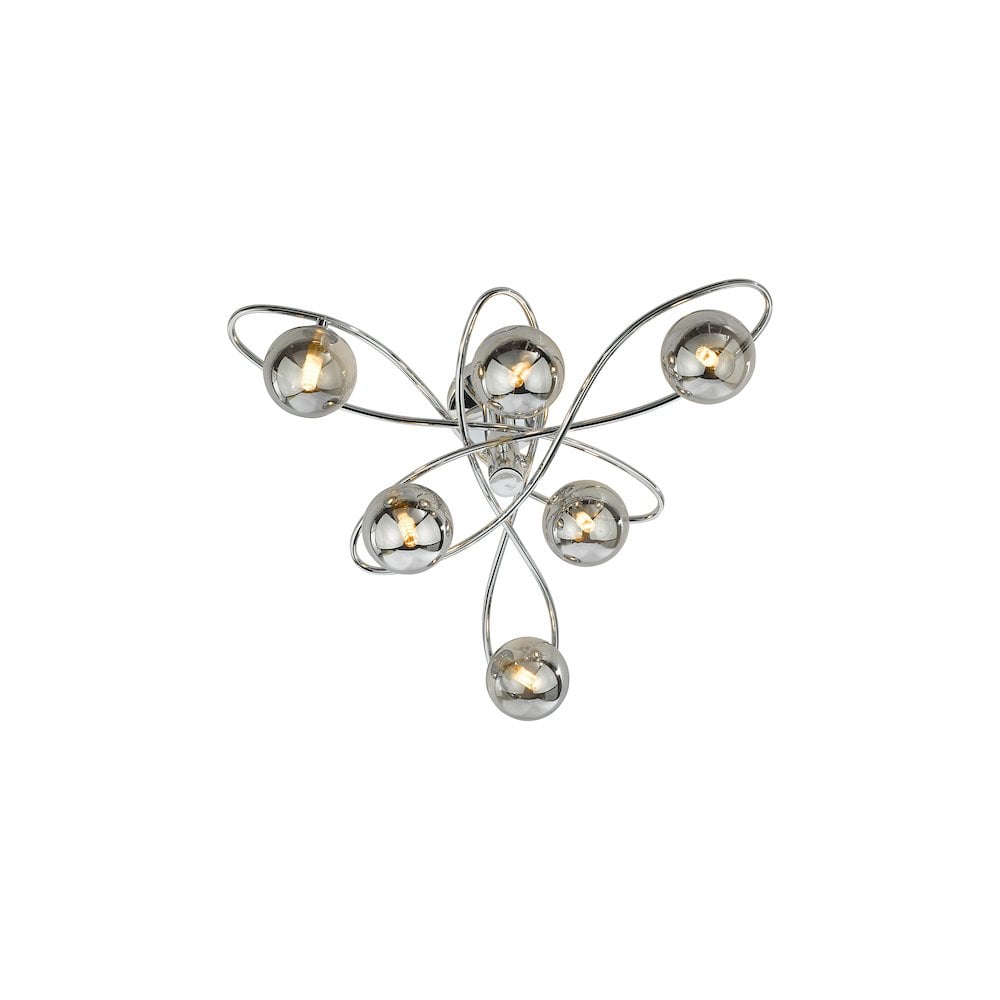 LYS6450 Lysandra 6 Light Semi-Flush Polished Chrome and Smoked Glass
