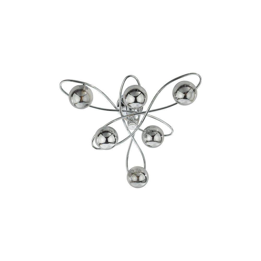 LYS6450 Lysandra 6 Light Semi-Flush Polished Chrome and Smoked Glass
