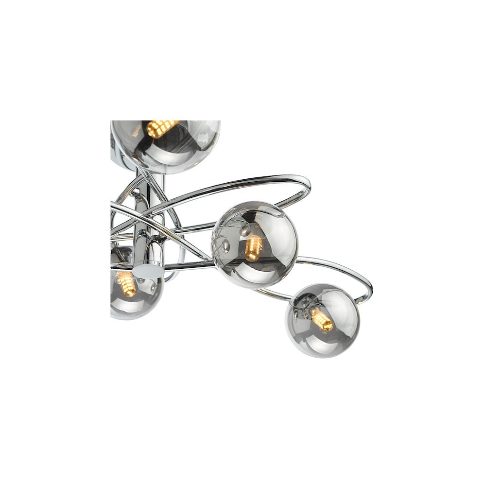 LYS6450 Lysandra 6 Light Semi-Flush Polished Chrome and Smoked Glass
