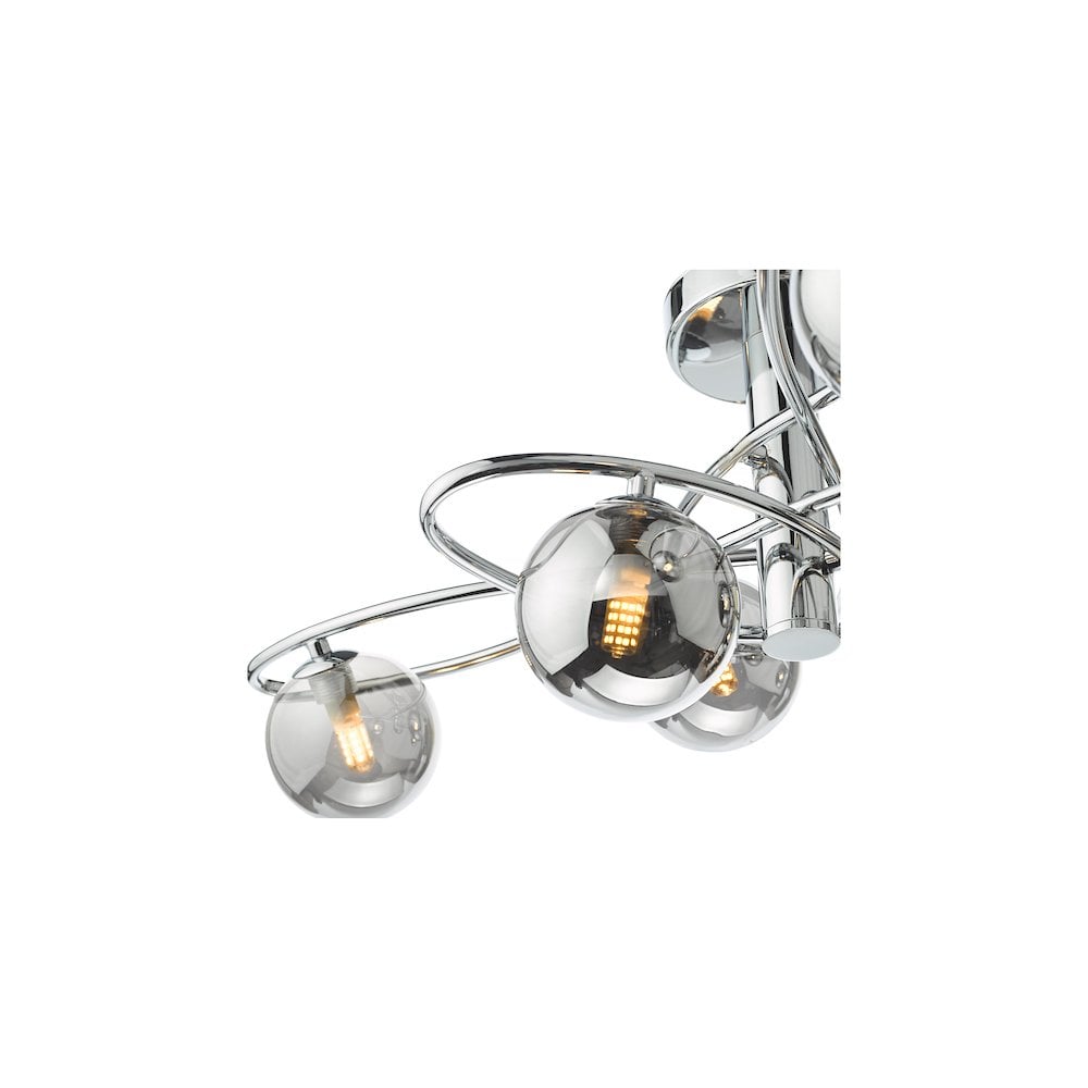 LYS6450 Lysandra 6 Light Semi-Flush Polished Chrome and Smoked Glass
