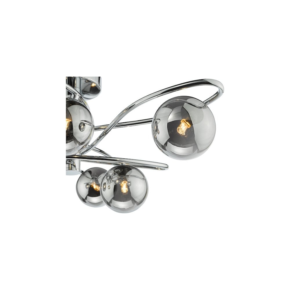 LYS6450 Lysandra 6 Light Semi-Flush Polished Chrome and Smoked Glass