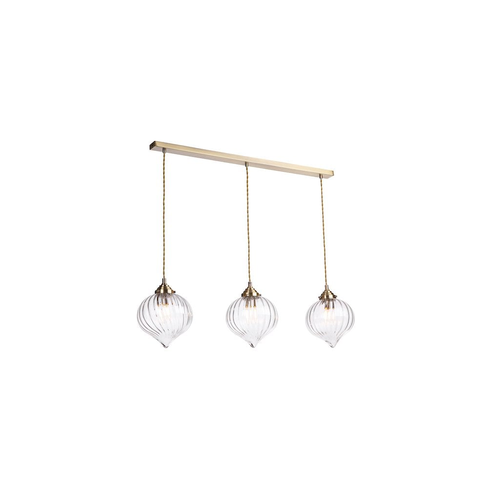 MYA0375 Mya 3 Light Bar Pendant Antique Brass and Glass