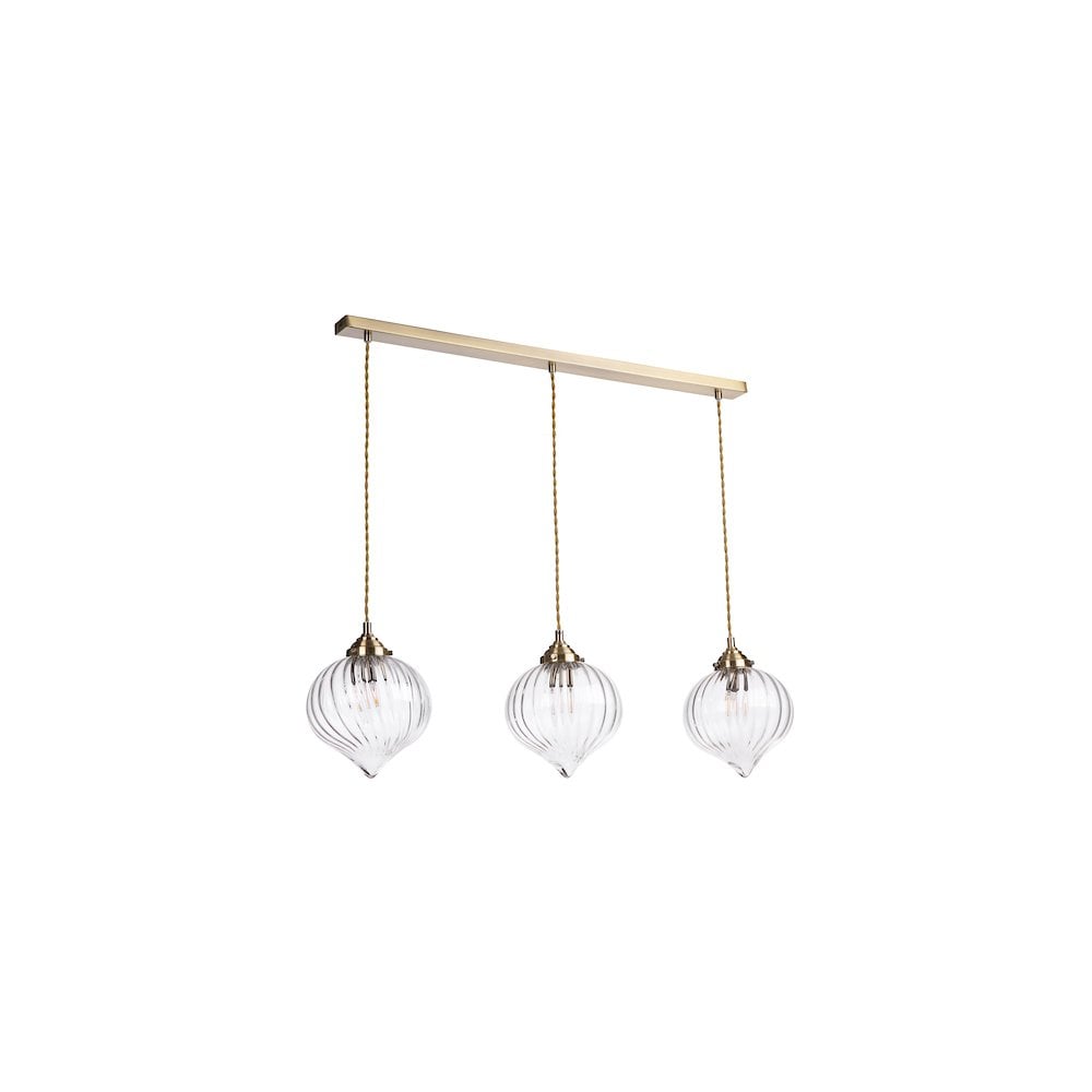 MYA0375 Mya 3 Light Bar Pendant Antique Brass and Glass