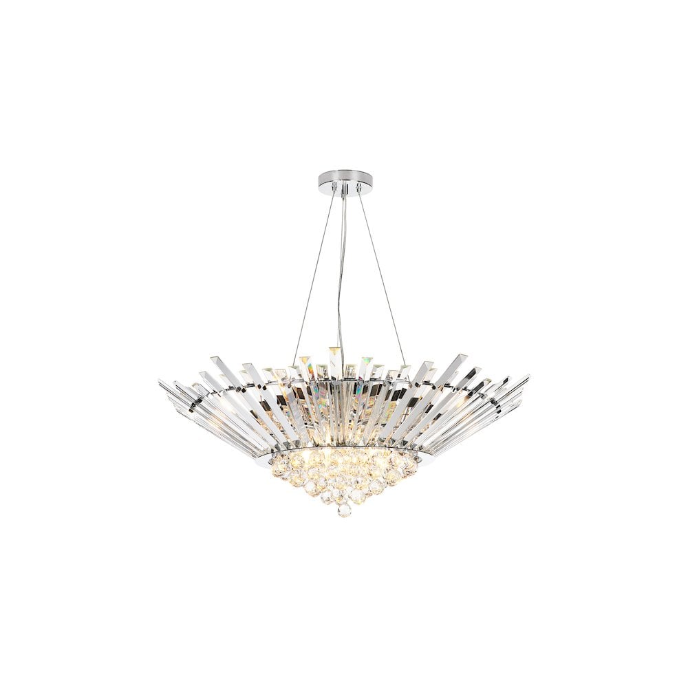 NIM1350 Nimbus 9 Light Chandelier Crystal and Polished Chrome