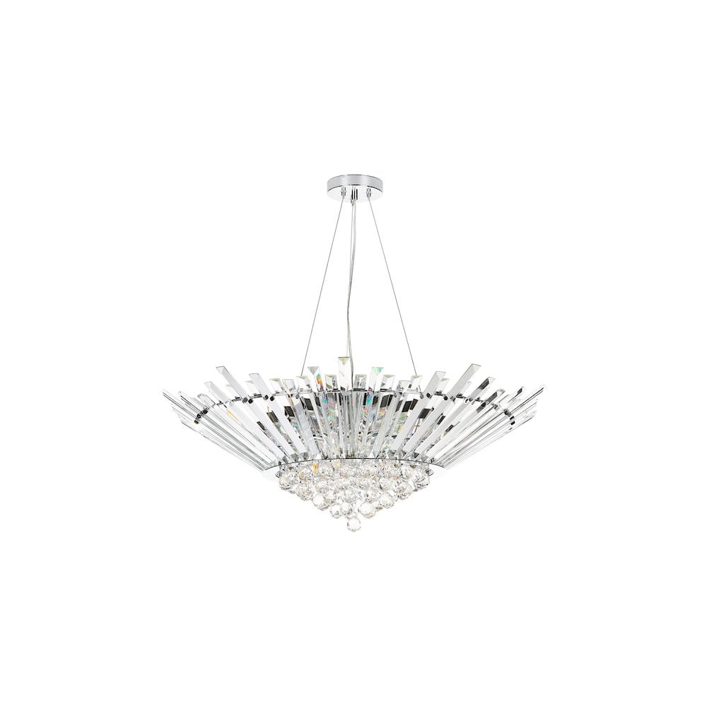 NIM1350 Nimbus 9 Light Chandelier Crystal and Polished Chrome