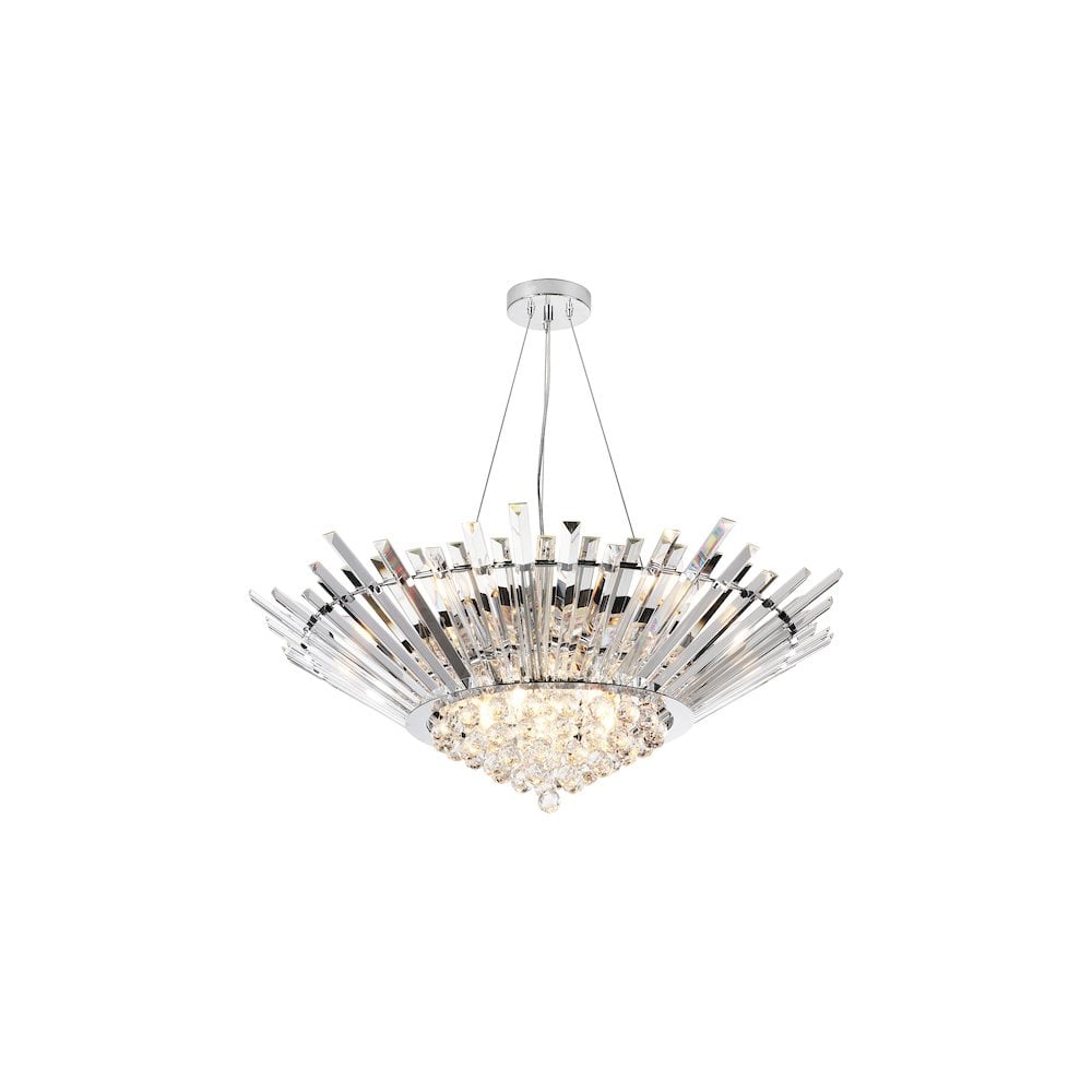 NIM1350 Nimbus 9 Light Chandelier Crystal and Polished Chrome