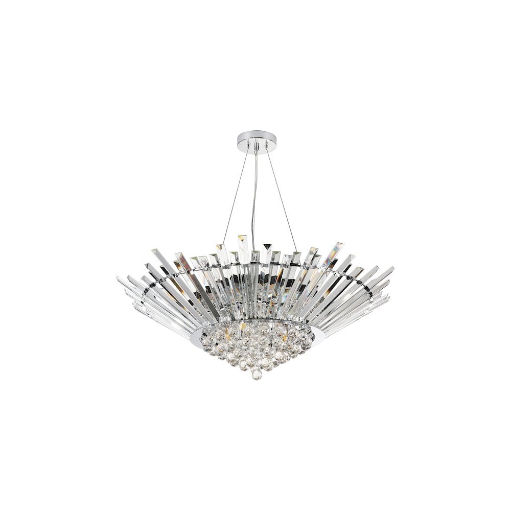 NIM1350 Nimbus 9 Light Chandelier Crystal and Polished Chrome
