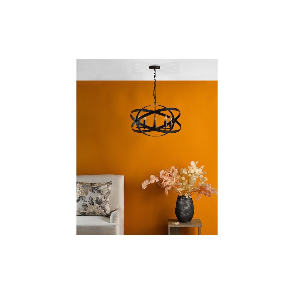 NIT0522 Nitya 5 Light Pendant Matt Black