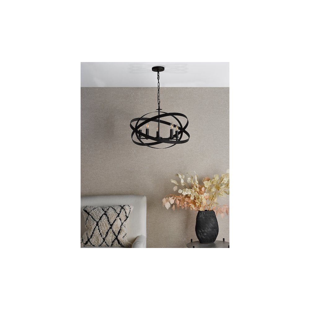 NIT0522 Nitya 5 Light Pendant Matt Black
