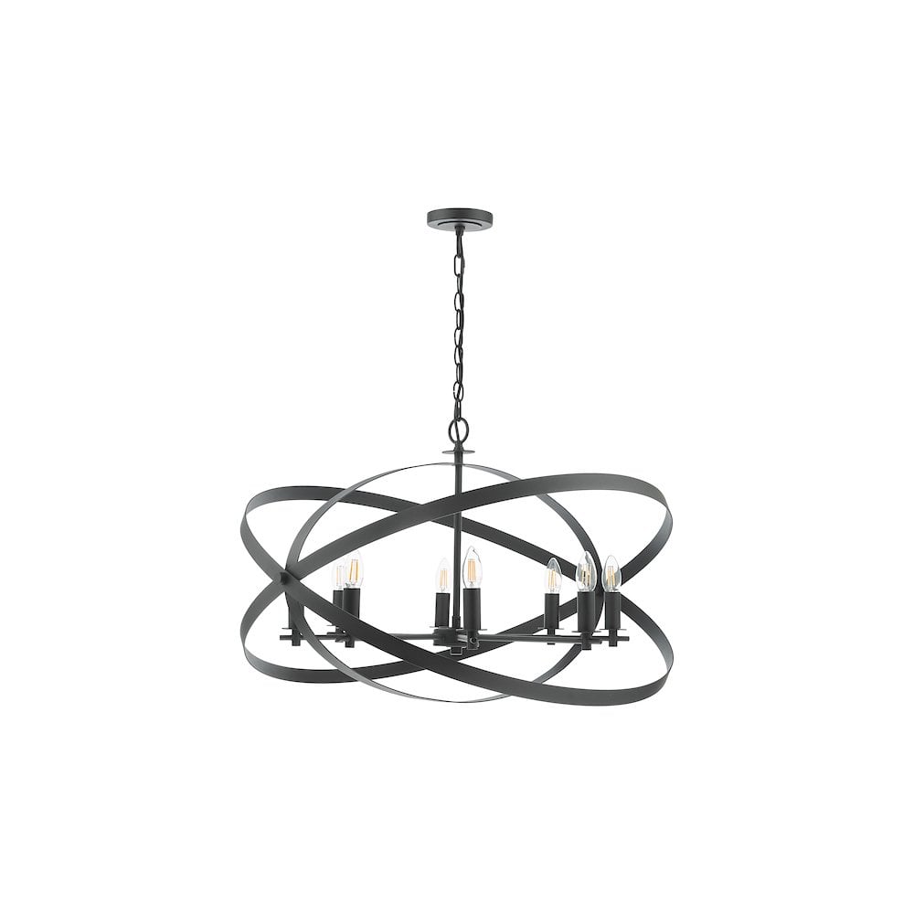 NIT0822 Nitya 8 Light Pendant Matt Black