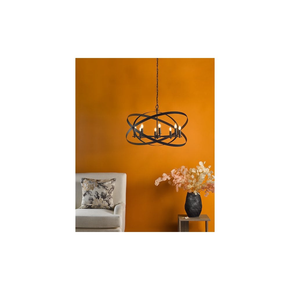 NIT0822 Nitya 8 Light Pendant Matt Black