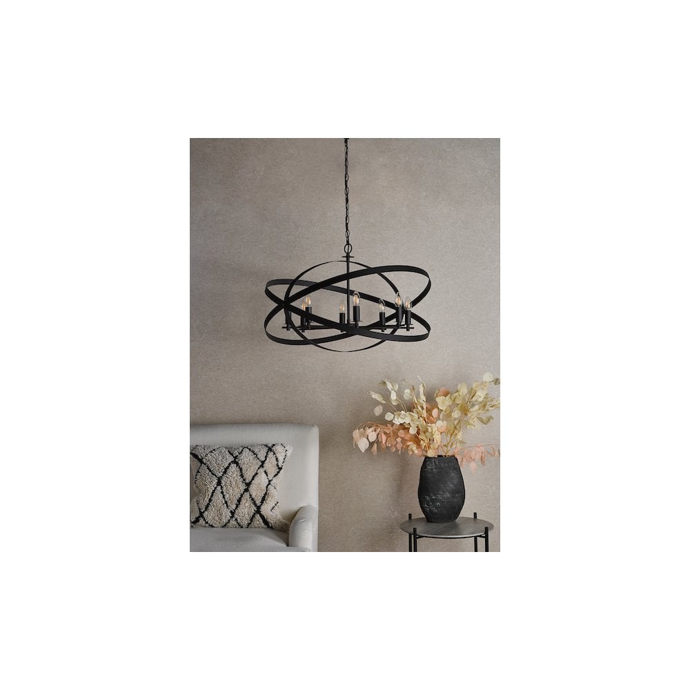 NIT0822 Nitya 8 Light Pendant Matt Black