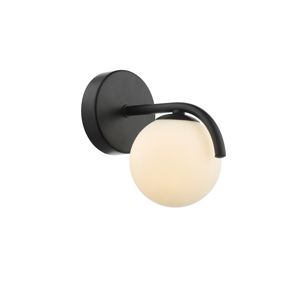 ORL0722 Orlena Wall Light Matt Black and Opal Glass