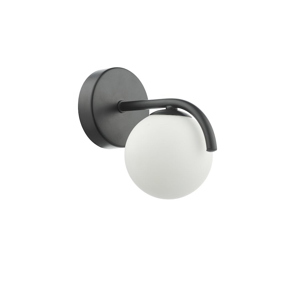 ORL0722 Orlena Wall Light Matt Black and Opal Glass