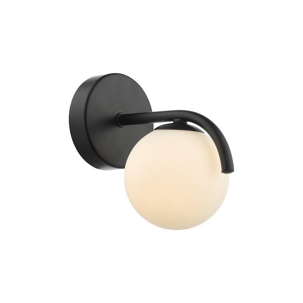 ORL0722 Orlena Wall Light Matt Black and Opal Glass