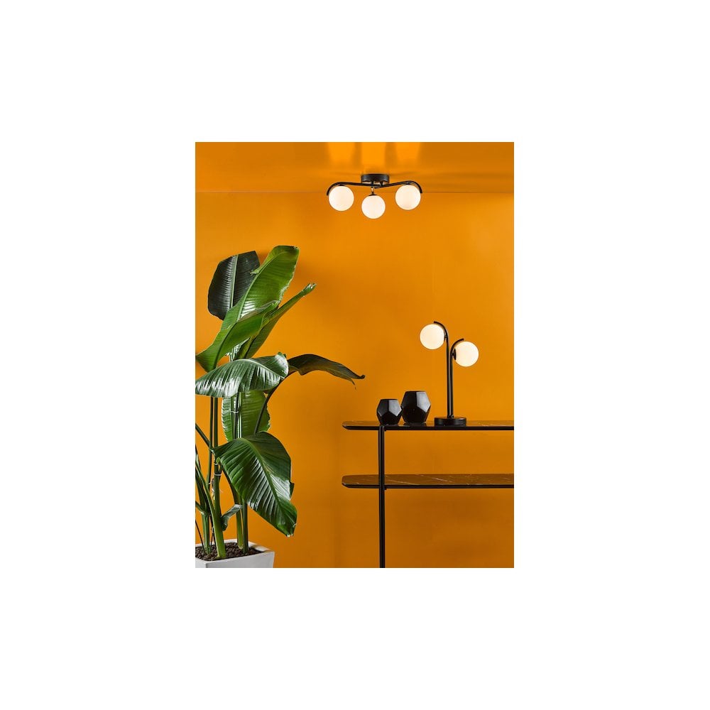 ORL4222 Orlena 2 Light Table Lamp Matt Black and Opal Glass