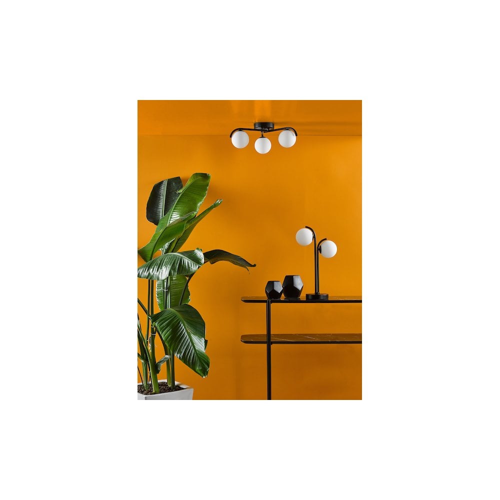 ORL4222 Orlena 2 Light Table Lamp Matt Black and Opal Glass