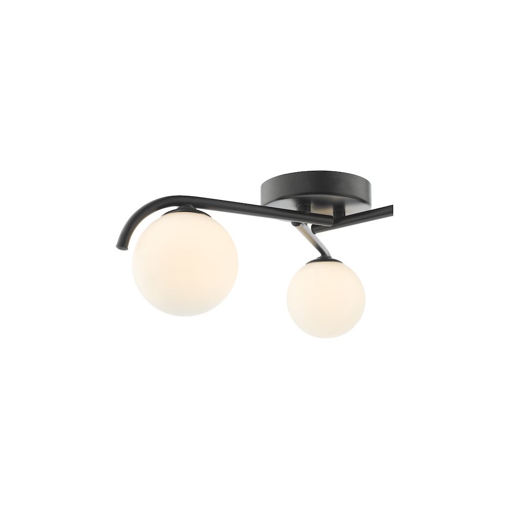 ORL5322 Orlena 3 Light Semi-Flush Matt Black and Opal Glass