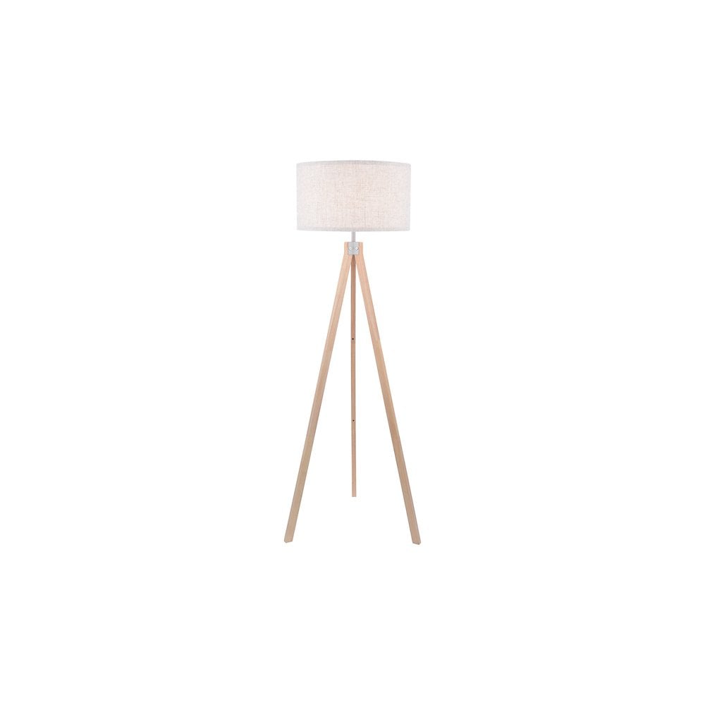 Armitage Tripod Floor  Lamp  Light Wood With Shade