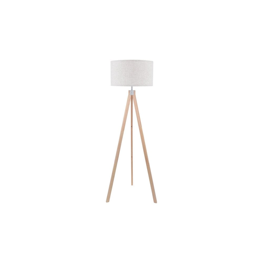 Armitage Tripod Floor  Lamp  Light Wood With Shade