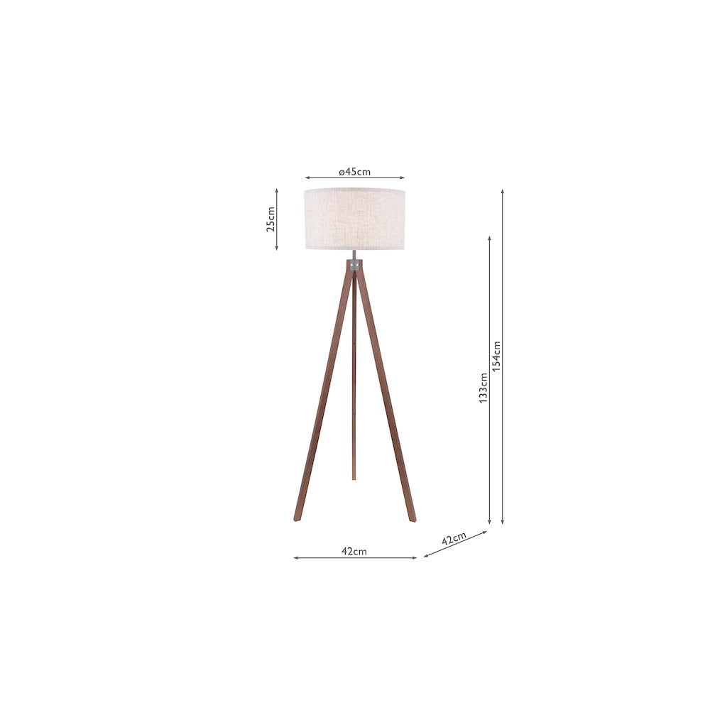 Armitage Tripod Floor  Lamp Dark Wood With Shade
