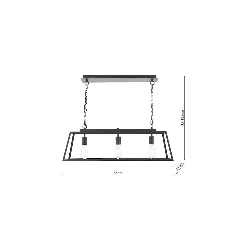CLA0322 Claudia 3 Light Bar Pendant Matt Black