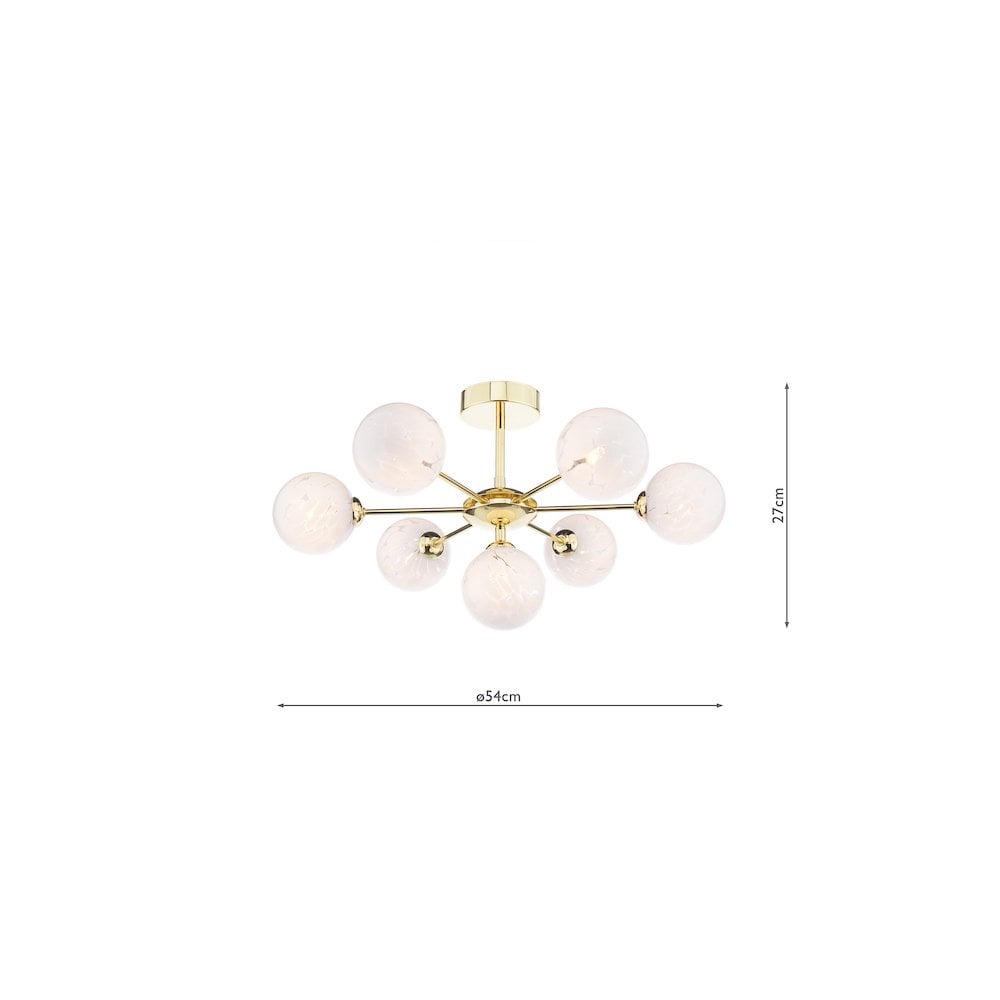 COH3435-17 Cohen 7 Light Semi-Flush Polished Gold & Confetti Glass