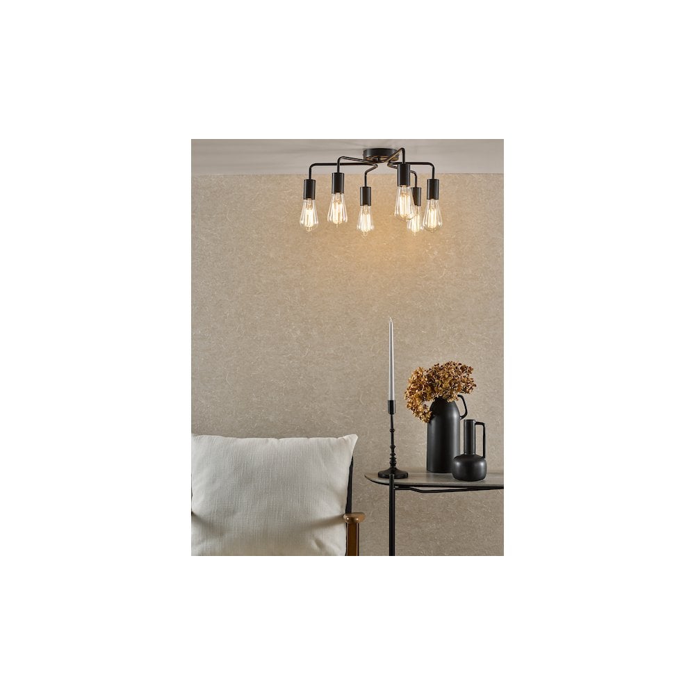 DEN0622 Dena 6 Light Flush Matt Black